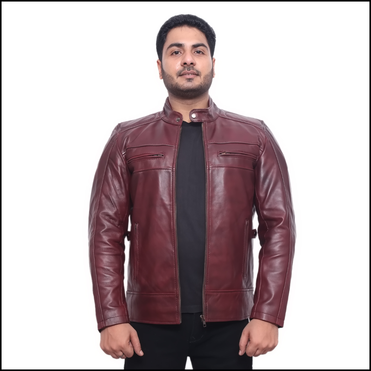 Hunk Leather Craftsman working on a jacket